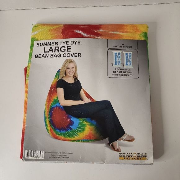 New Large Rainbow Tie Dye Bean Bag Chair Cover